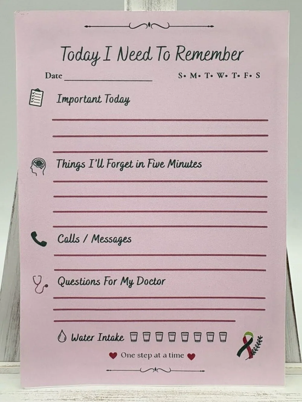 Chemo Brain Memo Pad | Brain Fog Daily Reminder Notepad 50 Pages